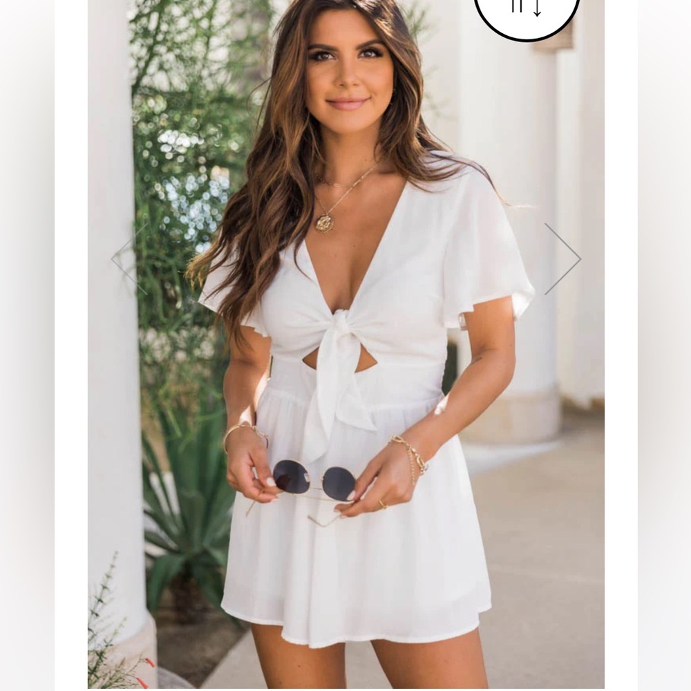 Pink Lily White Romper